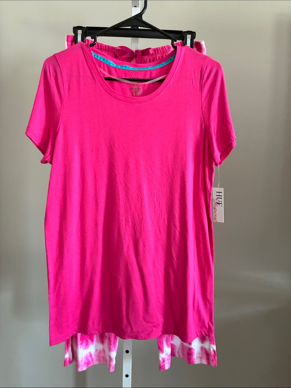 HUE Hot Pink Short Sleeve Crewneck Pajama Set